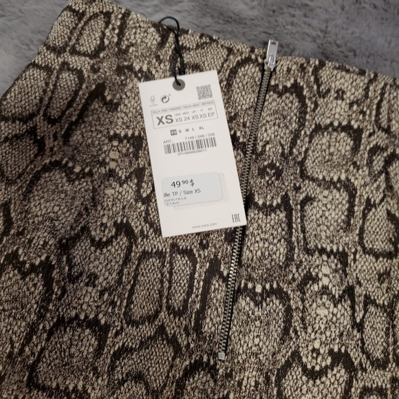 NWT Zara snakeskin print pencil skirt size xs small - Picture 7 of 8